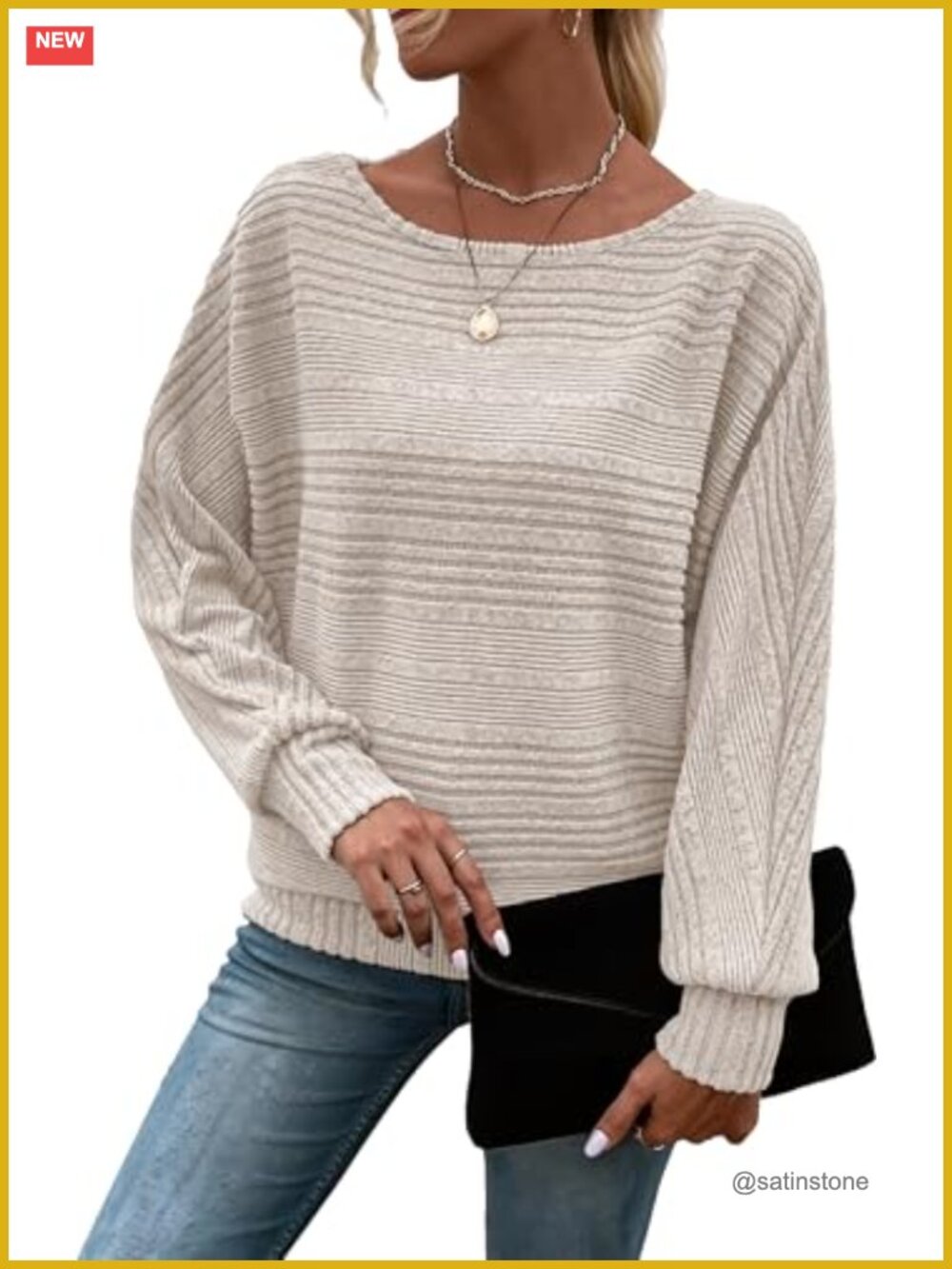 Women's Long Sleeve Tunic Pullover Sweater Batwing Soft Knit
